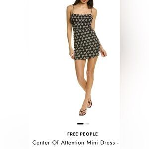 Free People Center Of Attention Mini Dress- viscose, black, size Medium